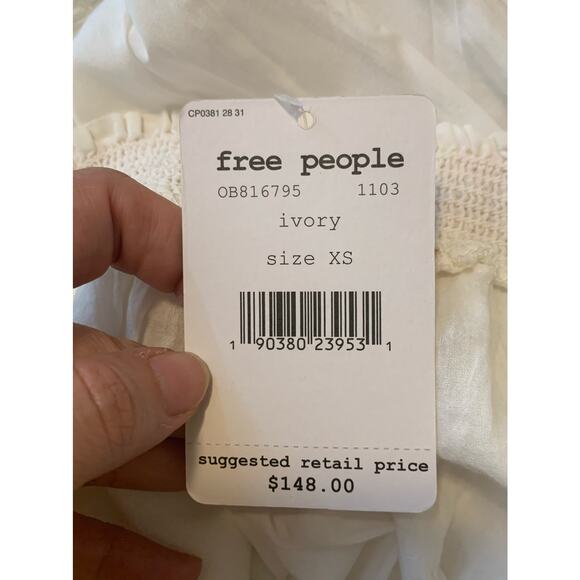 Free People Sunbeams Embroidered Off Shoulder Boho Mini Dress size XS - Picture 7 of 13